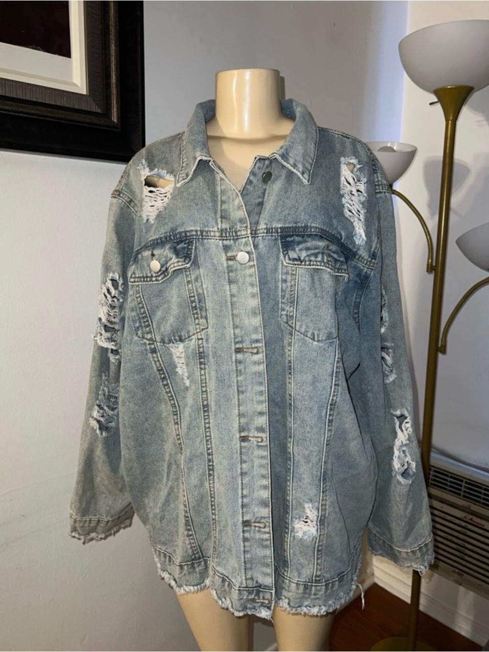 SHEIN Light Blue Washed Denim Jacket